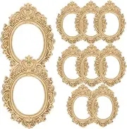 GARVALON 10pcs Miniature Oval Photo Frame for DIY Crafts Vintage Resin Decor for Doll Houses Phone Cases and Miniature Layouts present for Collectors and Little