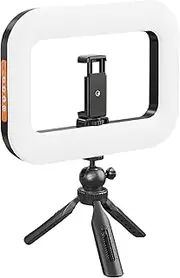 Tripod with Light - Rechargeable Selfie Portable Ring Light | Foldable Lightweight Handheld Phone Holder for Streaming Recording Video Makeup Photography Travel