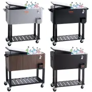 VEVOR 80Qt Rolling Cooler Cart with Bottle Opener Drainage Patio Party Bar Drink