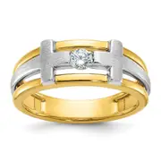 14k Two-tone Gold Men's Cross Satin Diamond Ring Mounting
