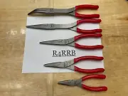 Snap-On Tools USA NEW 5 PIECE RED Soft Grip LONG Neck Needle Nose Pliers Lot Set