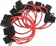 AIMALL 10Pcs 12V 40A Standard Blade Inline Fuse Holder with Waterproof Dustproof Cover, 26cm Wire for Cars, Bikes, and Automotive Electrical Systems