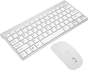 Yardenfun 2.4g Wireless Keyboard Mouse Set Pc Accessory Silver Easy and Play Distance Energy Efficient Battery Indicator