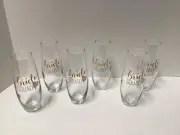 Bride Squad Set Of 6 Champagne / Mimosa / Drink Glasses Bridal Party NEW