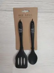 New! Rae Dunn MINI Slotted Spoon & Turner Spatula SET Kitchen Baking STIR FLIP