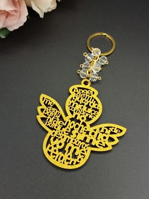 US 12pcs Guardian Angel w Prayer Gold Key Chain Gifts for Guest Baptism Party
