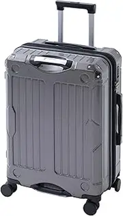 Yamazen KK021-M (BK) Carry Case, Expandable Size, Suitcase with Stopper, Lightweight, 4-7 Nights, Width 17.5 x Depth 10.8 x Height 25.6 inches (44.5 x 27.5 x 65 cm), Carry Bag, Double Zipper,