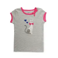 在飛比找momo購物網優惠-【Carter’s】貓咪貼布橫條紋短袖上衣
