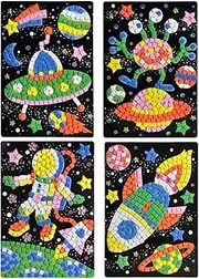 NAMOARLY 4pcs Eva Mosaic Sticker for DIY Crafting Supplies Featuring Astronaut Spaceship Alien UFO Fun and Engaging Picture Crafting Activity