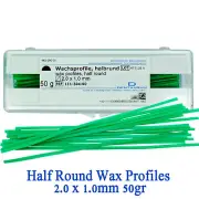 Dental Wax Profile Model Casting Stick Rod Half Round 2.0x1.0mm 50gr