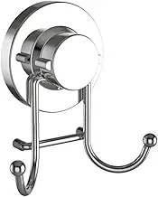HOME SO Towel Hook with Suction Cup Holder - Bathroom Shower Kitchen Removable Hooks Hanger for Bath Robe, Towels, Coat, Loofah - Stainless Steel, Chrome