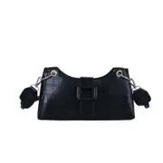 Fashion Alligator PU Leather Crossbody Bag Women Retro Woven Belt Small Shoulder Handbag Totes Solid Color Satchel