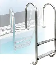 Swimming Pool Ladder,Pool Pedal Ladder 2/3 Steps,Easy Assembly Swimming Pool Stainless Steel Step with Handrails for Indoor Pool Outdoor Pool(2-Steps1.5mm)