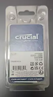 Crucial 8 GB - SO-DIMM - PC4-25600 (DDR4-3200) Memory (CT8G4SFRA32A) Laptop