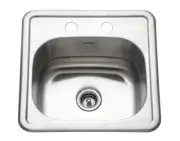 Houzer Hospitality 15" Stainless Steel Drop-in Topmount 2-hole Single Bowl Bar
