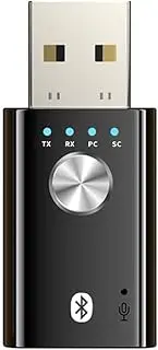 4-in-1 USB Audio Bluetooth Transmitter/Receiver with Surround Sound, 5.1 Channel, AUX Input and Microphone and Accessories