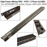 3 Phase PDU 100A 415V For Bitmain Antminer T21 S21 S19j XP Bitcoin Miner PDU TX