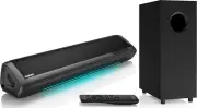 Sound Bars for TV with Subwoofer, 2.1 Deep Bass Small Soundbar Monitor Speaker H