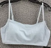 DKNY Textured Bralette Bikini Top Women's L Light Blue Pullover Adjustable Strap