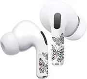 RockMax Skin Wrap Sticker Designed for Apple AirPods Pro 1 (2019) / 2 (2022/2023) (USB-C/Lightening Cable) Art Skin Wrap Edges Sticker - Leopard Butterfly