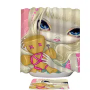 Voodoo in Pink Cute Innocent Girl with a Voodoo Doll Shower Curtain
