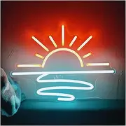 Hanging Art Neon Signs Sunrise And Sunset Neon Sign-Wall Decoration Easy Wall Hanging For Home Office Cafes Bedroom Wall Decor Sign Lamp 37cm×28.3cm