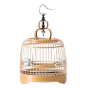 Bamboo Bird Cage Chinese Wooden Pet Nest Home Hook Bowl Cover