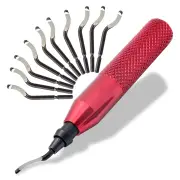 Deburring Tool with 10 BS1010 Steel Swivel Blades Ergonomic Aluminum Handle for Metal Resin PVC Copper and 3D Printed Ed