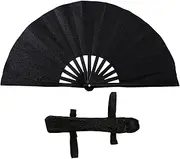 Xeerrfan 13" Boots on the Ground Hand Fan with Holster, Clacking Fans for Line Dancing Large Size, Glitter Foldable Decorative Craft, Black