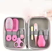 Baby Grooming Kit for Newborn Boy Girl,Baby Healthcare Set,Baby Safety Set,with Hair Brush Nail Clipper Nose Cleaner Finger Toothbrush Scissor Newborn Care for Boys Girls(pink)
