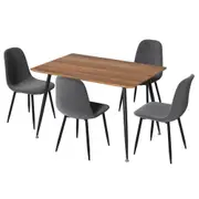 Dining Table and 4 Chairs Set Grey Metal