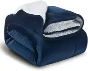 Blanket Throw Blanket All Season Blanket - Navy 480GSM | Sherpa Fleece Queen Size Throw Home Decor | Blankets for Winter Season for Bed and Couch (152x203 cm)