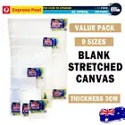 Up to 10 Blank Stretched Canvas 3cm Thin White Artist Oil Acrylic Painting Panel
