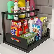 Daseeme Under Sink Organizer, Pull Out Cabinet Organizer 2 Tier Slide Out Sink Shelf Cabinet Storage Shelves, Under Sink Storage for Kitchen Bathroom Cabinet