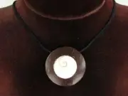 Nature Shiwa Eye Shell In Coconut Black Necklace, 1 7/16"
