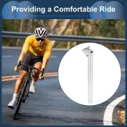 Bike Seat Post 28.6x300mm Adjustable with Fixing Clip Silver Tone Aluminum Alloy