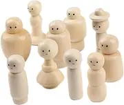 TOYANDONA DIY Wooden Peg Dolls Kit 10pcs Miniature Decor for Boys and Girls Decorative Wooden Peg People
