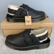 Dr. Martens JORGE II Mules Sz 12 Black Ambassador SlingBack Lined Leather Buckle