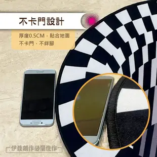 3D黑白格眩暈圓形地毯【AH-499】錯覺地毯 視覺陷阱地毯 客廳地毯 家用地毯 沙發地毯 茶几毯 (8折)