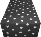 Table Runner Tablecloth Christmas Black Stars Modern Cotton Winter