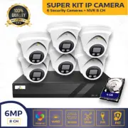 8CH NVR kit 6MP Color Vu Security IP Camera H.265, Waterproof, 6 Cameras