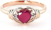 [Galaxy Gold GG] 1.01 ct 14K Solid Rose Gold Embrace of Love Heart Shape Natural Ruby Diamond Ring 4343