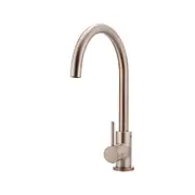 MEIR Round Kitchen Mixer Tap - Gooseneck Swivel - Champagne