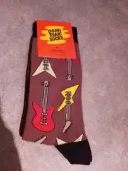 Oooh Yeah! Socks Youth Crew Socks, It's Electric, Brown/Guitar Print
