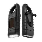 Catzon 2 Pcs Hand Crank Solar Powered Flashlight Emergency Rechargeable LED Flashlight-Black