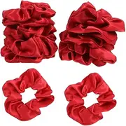 PAMINGONO 10 Pack Red Christmas Bow Scrunchies Elastic Hair Ties for Girls Fashion Ponytail Holders Hair Accessories Girl