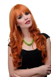 Ladies' Wig Red Orange Wavy Long Fringe Smooth Wig 285-T2735 65cm