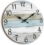 Dnvkict Vintage Decorative Wall Clock, Silent Non-Ticking 10 Inch Battery Operated Clocks, Round Country Retro Rustic Style for Home Bedroom Office