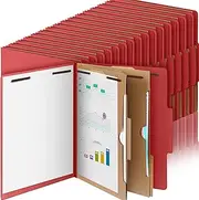 Skyygemm 36 Pcs Pressboard Classification Folders with 2 Pocket Dividers,2 in Expansions Heavy Duty 2 Prong Fastener Employee File Folder for Standard Medical File,Document,Office Report (Red)