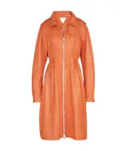 Bottega Veneta Netted Hood Leather Parka S Orange